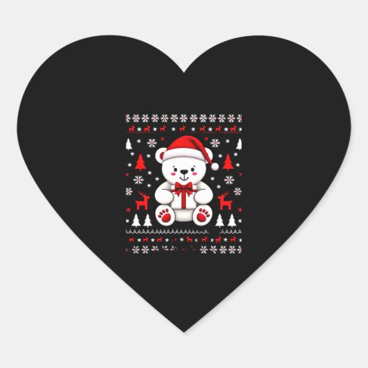 Beer Kerst (3) Hart Sticker (Voorkant)
