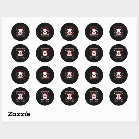 Beer Kerst (3) Ronde Sticker (Vel)