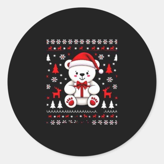 Beer Kerst (3) Ronde Sticker (Voorkant)