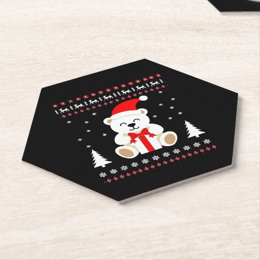 Beer Kerst (4) Kartonnen Onderzetters (Schuin)