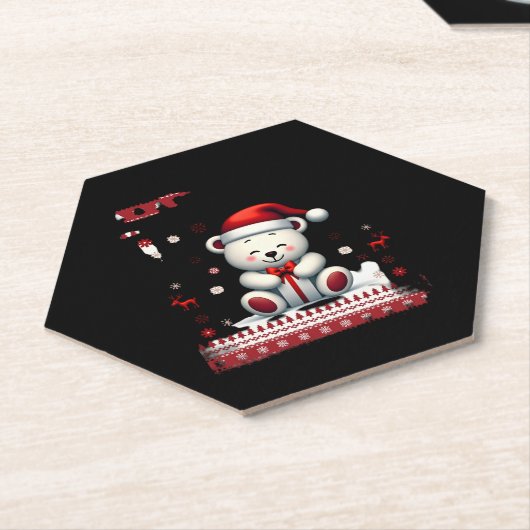 Beer Kerst (4) Kartonnen Onderzetters (Schuin)