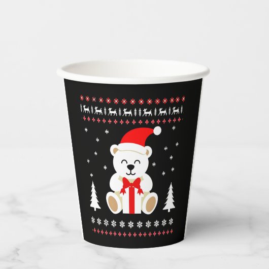 Beer Kerst (4) Papieren Bekers (Voorkant)