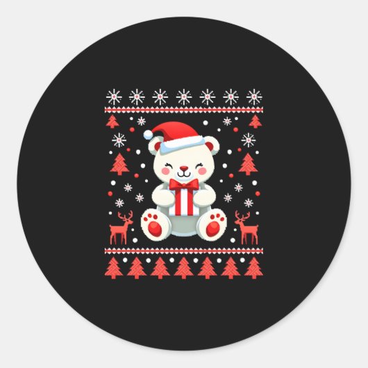 Beer Kerst (6) Ronde Sticker (Voorkant)