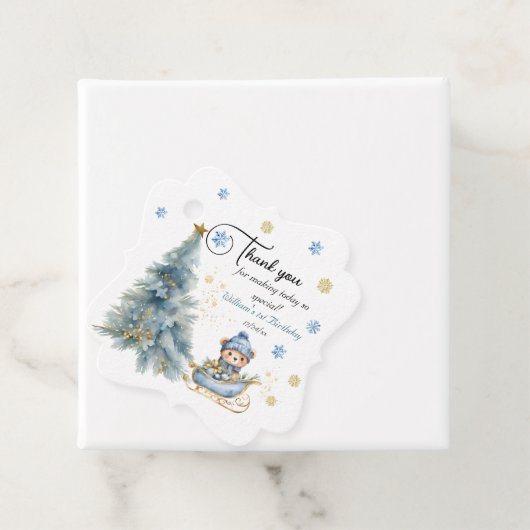 Beer Kerst Eerste Verjaardag Winter Bedankjes Labels (In situ)