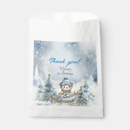 Beer Kerst Eerste Verjaardag Winter Bedankzakje (Voorkant)