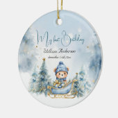 Beer Kerst Eerste Verjaardag Winter Keramisch Ornament (Links)