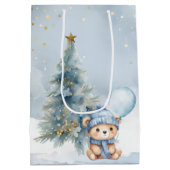 Beer Kerst Eerste Verjaardag Winter Medium Cadeauzakje (Achterkant)