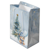 Beer Kerst Eerste Verjaardag Winter Medium Cadeauzakje (Achterkant Gekanteld)