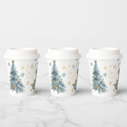 Beer Kerst Eerste Verjaardag Winter Papieren Bekers (Multi)