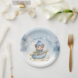 Beer Kerst Eerste Verjaardag Winter Papieren Bordje