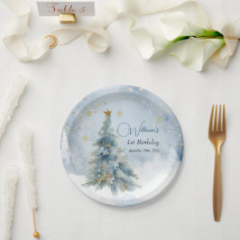 Beer Kerst Eerste Verjaardag Winter Papieren Bordje