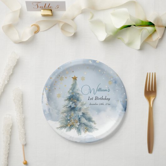 Beer Kerst Eerste Verjaardag Winter Papieren Bordje (Huwelijk)