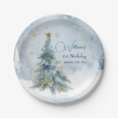 Beer Kerst Eerste Verjaardag Winter Papieren Bordje (Voorkant)