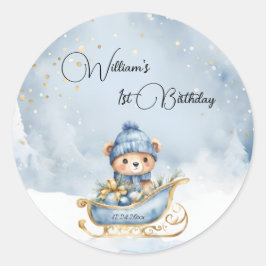 Beer Kerst Eerste Verjaardag Winter Ronde Sticker