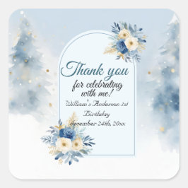 Beer Kerst Eerste Verjaardag Winter Vierkante Sticker