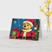  Beer Kerst Kaart (Gele Bloem)