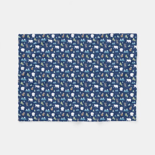 Beer kerst met winterpolen fleece deken (Voorkant (Horizontaal))