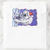 Beer kerst rechthoekige sticker (Tas)