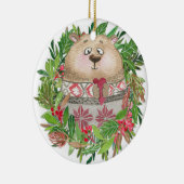 Beer kerstboomschildering keramisch ornament (Rechts)