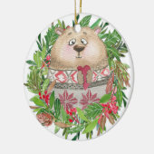 Beer kerstboomschildering keramisch ornament (Links)