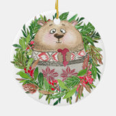 Beer kerstboomschildering keramisch ornament (Achterkant)