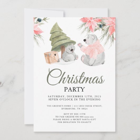 Beer kerstfeest kaart (Voorkant)