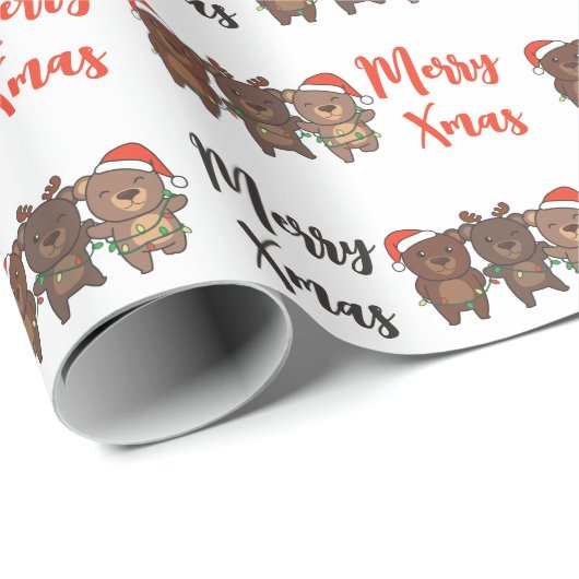 Beer kerstkerstdieren klinkende Beren Wrappi Cadeaupapier (Rol Hoek)