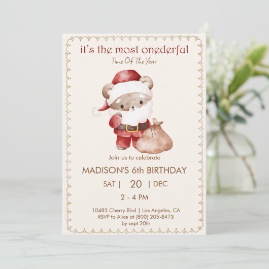 Beer Kerstman Kerstdag Kaart (Staand voorkant)