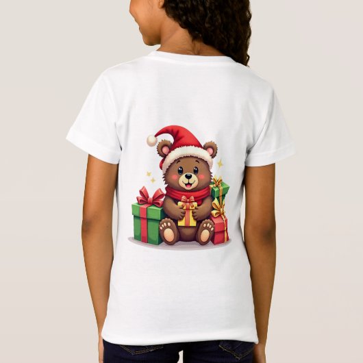 Beer Kerstman met Cadeaus ontwerp T-shirt (Achterkant)