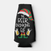Beer Kerstmis Elf Funny Typografie Gepersonaliseer Flesjeskoeler (Voorkant)