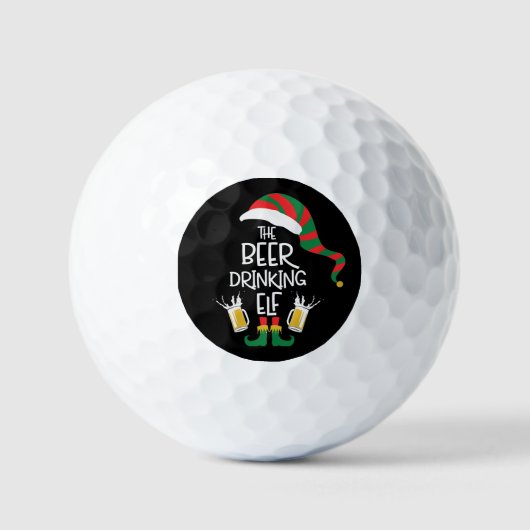 Beer Kerstmis Elf Funny Typografie Gepersonaliseer Golfballen (Voorkant)