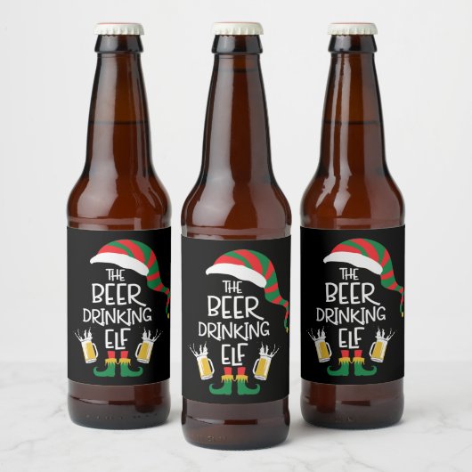 Beer Kerstmis Elf Funny Typography Holiday Bier Etiket (Flessen)