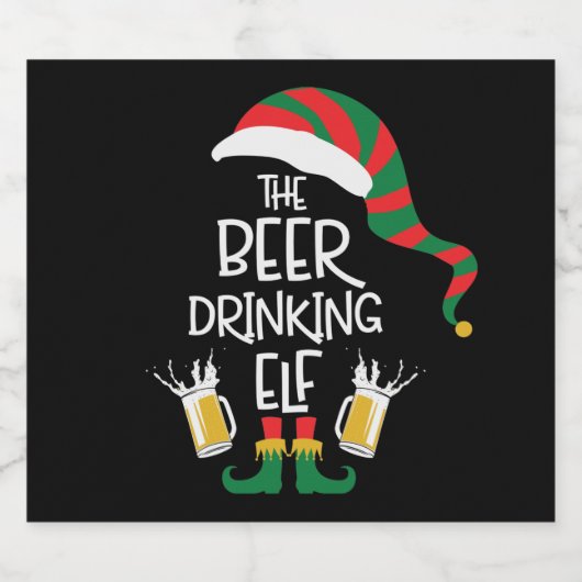Beer Kerstmis Elf Funny Typography Holiday Bier Etiket (Enkel label)