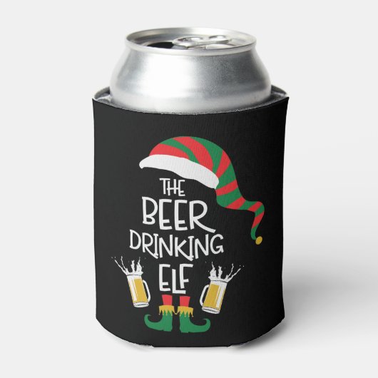 Beer Kerstmis Elf Funny Typography Holiday Blikjeskoeler (Blikje Voorkant)