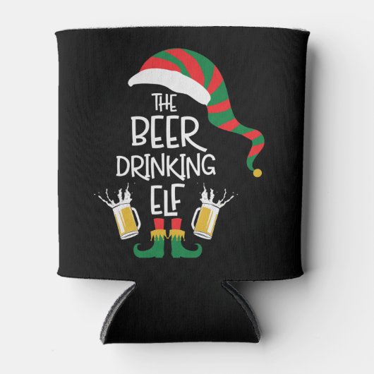 Beer Kerstmis Elf Funny Typography Holiday Blikjeskoeler (Voorkant)