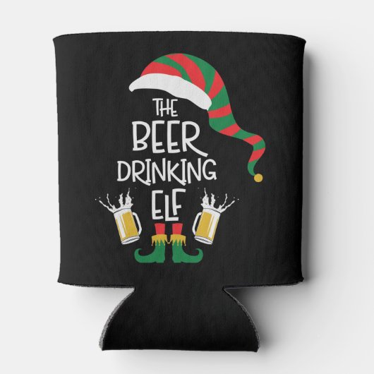 Beer Kerstmis Elf Funny Typography Holiday Blikjeskoeler (Achterkant)