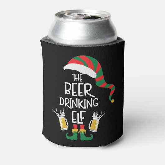 Beer Kerstmis Elf Funny Typography Holiday Blikjeskoeler (Blikje Achterkant)