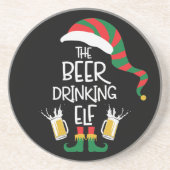 Beer Kerstmis Elf Funny Typography Holiday Glass Zandsteen Onderzetter (Voorkant)