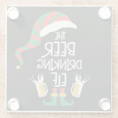 Beer Kerstmis Elf Funny Typography Holiday Glazen Onderzetter (Achterkant)