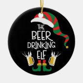 Beer Kerstmis Elf Funny Typography Holiday Keramisch Ornament (Voorkant)