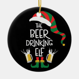 Beer Kerstmis Elf Funny Typography Holiday Keramisch Ornament