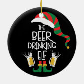Beer Kerstmis Elf Funny Typography Holiday Keramisch Ornament (Achterkant)