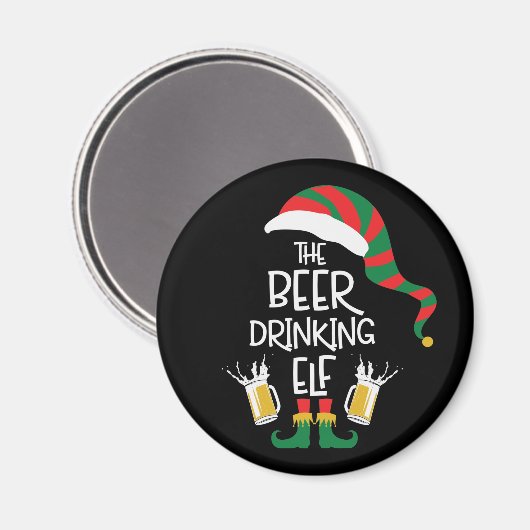 Beer Kerstmis Elf Funny Typography Holiday Magneet (Voorkant / Achterkant)