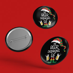 Beer Kerstmis Elf Funny Typography Holiday Ronde Button 3,2 Cm