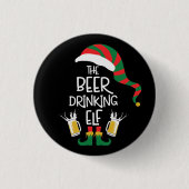 Beer Kerstmis Elf Funny Typography Holiday Ronde Button 3,2 Cm (Voorkant)