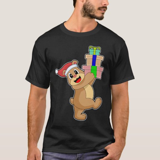 Beer Kerstmis Kerstman hoed T-shirt (Voorkant)
