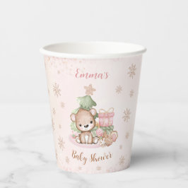 Beer Kerstmis Meisje Baby shower Roze Papier Cups Papieren Bekers