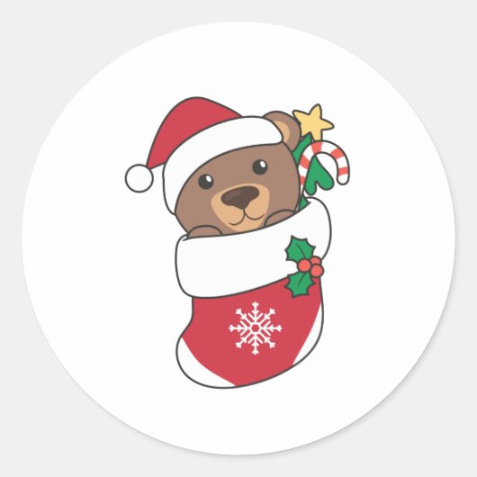 Beer kerstwinter Beren Ronde Sticker (Voorkant)