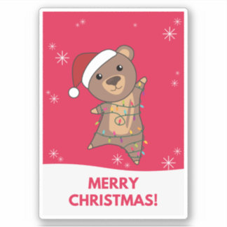 Beer Kerstwinter Beren Sticker