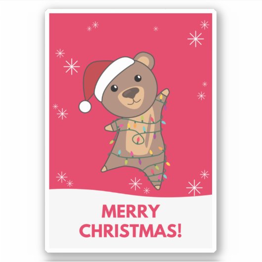 Beer Kerstwinter Beren Sticker (Voorkant)